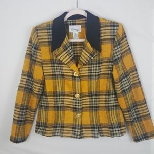 Vintage Blazer Mustard Plaid 90s SIZE 12P